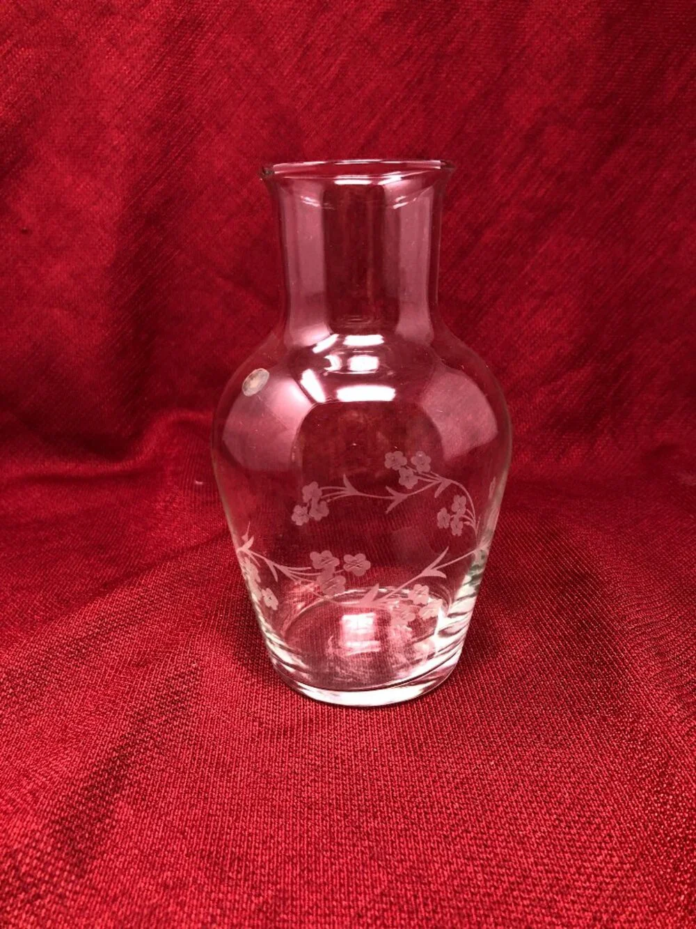 Vintage Etched Crystal Vase – Turkish Floral Glass – Elegant Home Décor